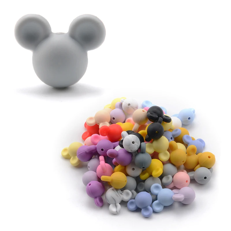 LOFCA 10 teile/los Maus Silikon Perlen Baby Beißring Spielzeug Weiche Kauen Zahnen BPA Frei DIY Charme Halskette Food Grade Schmuck – Detail 9