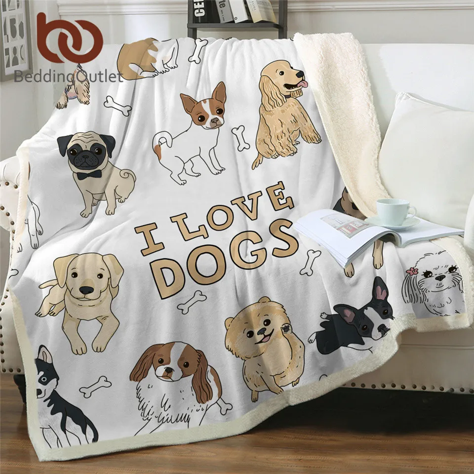 

BeddingOutlet Puppy Soft Fluffy Blanket Bulldog Kids Blankets For Bed Cartoon Plush Blanket Animal Colorful Dogs Bedspreads