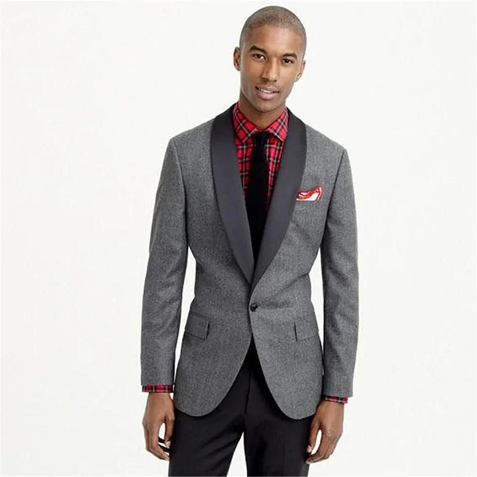 

Wholesale-2020 New Style Bespoke Groom Tuxedos One Button Shawl Lapel Man Suits Wedding Dinner Business Blazers (Jacket+Pants)