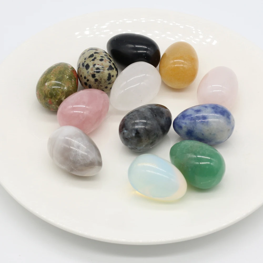 Wholesale Natural Stone Easter Colored Egg Shape Home Decoration Opal Reiki Healing Crystal Ornaments Polished Gems 20x30mm 1PC