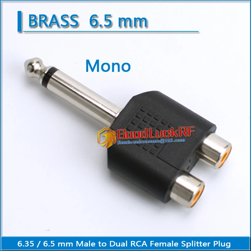 6.35 / 6.5 mm Male to Dual RCA Female audio and video adapter connection lotus three split RCA RF connector AV