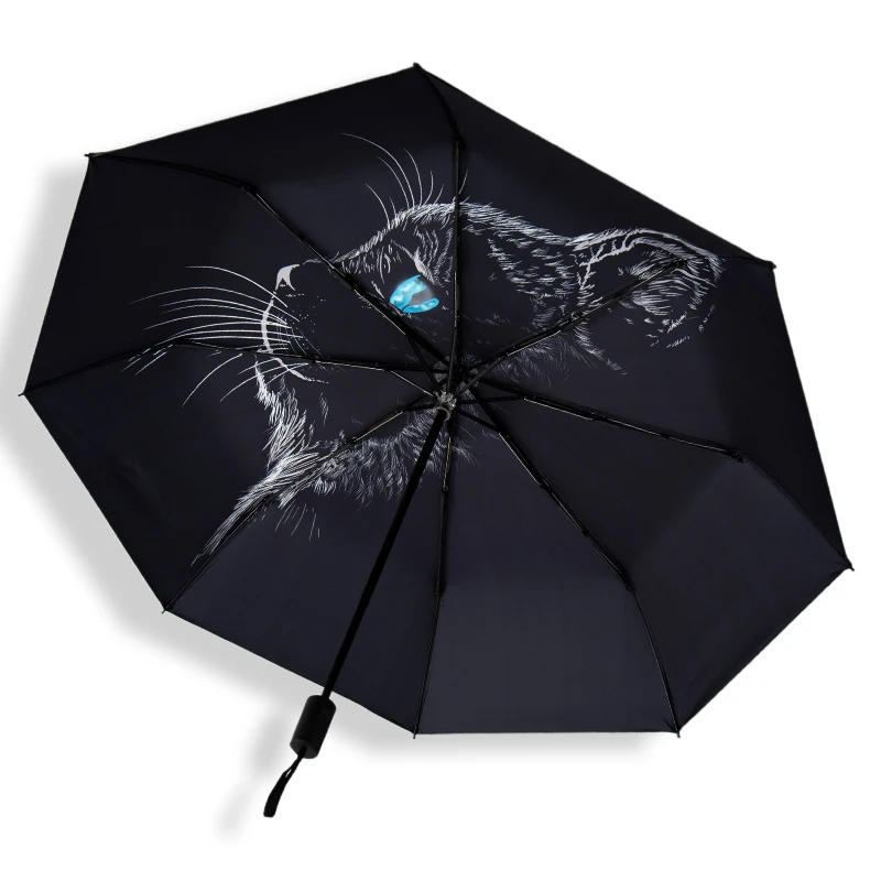 Cartoon Black Umbrella Men Cat Creative Fashion Umbrella Strong Stand Windproof Sombrillas Para El Sol