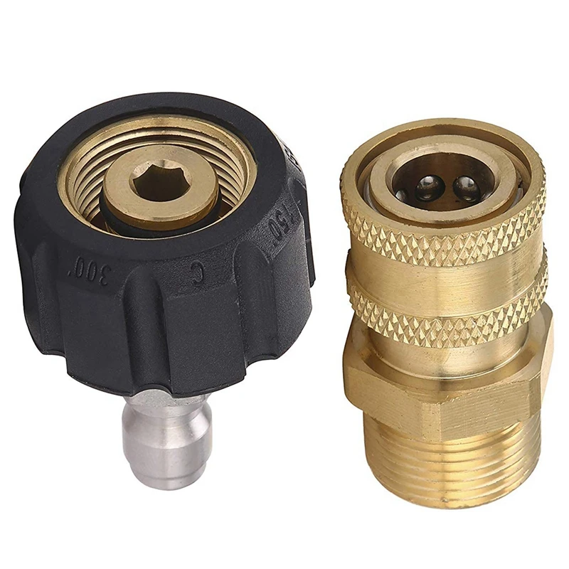 Pressure Washer Adapter Set M22 To 1/4 Inch Quick Connect Kit, M22 14Mm To 1/4 Inch Quick Connect Kit