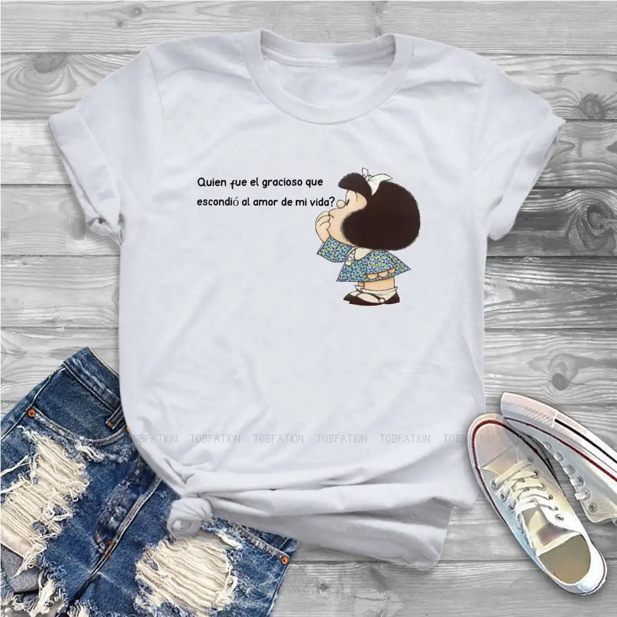 Words Essential Feminine Clothes Mafalda Quino Comics Manga Girl Oversized T-shirt Harajuku Vintage Female Clothing