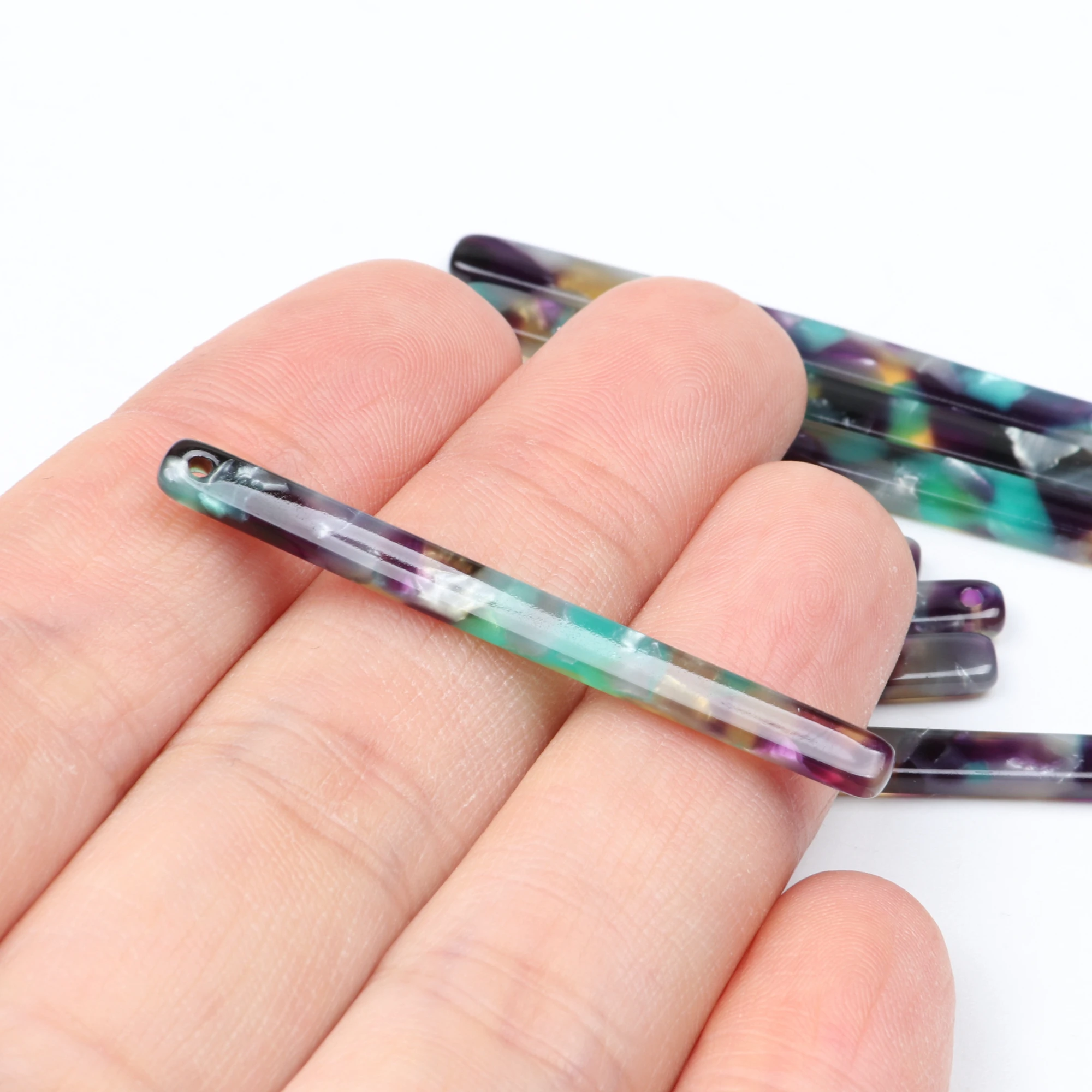 Tortoise Shell Beads,Acetate Acrylic Earrings Charms,Thin Bar Sticks pendant,Long Strip Earrings Part,45mm x 4mm,ACE270L