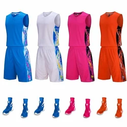 Maglie da basket da uomo Suit Boys College uniformi da basket da uomo Kit sportivo camicie pantaloncini Set abiti traspiranti