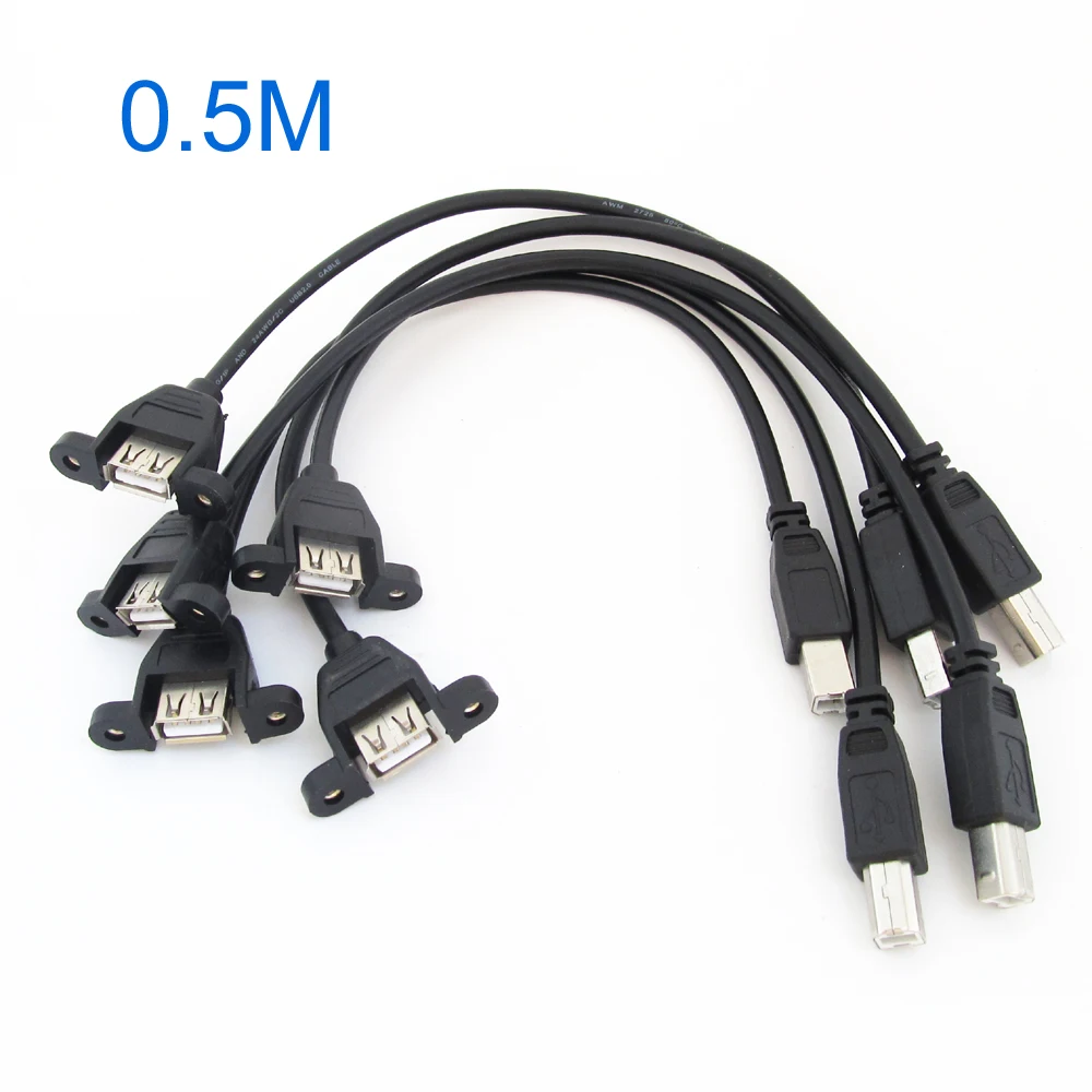 1pc 50cm USB Female to Printer Scanner B Male Cable Cord Screw Lock Type