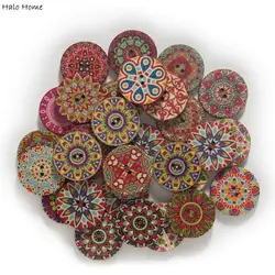 50/100pcs Retro Series Painted Round Wood Buttons Handwork Sewing Scrapbook Clothing Crafts Accessories Gift Card 15-25mm