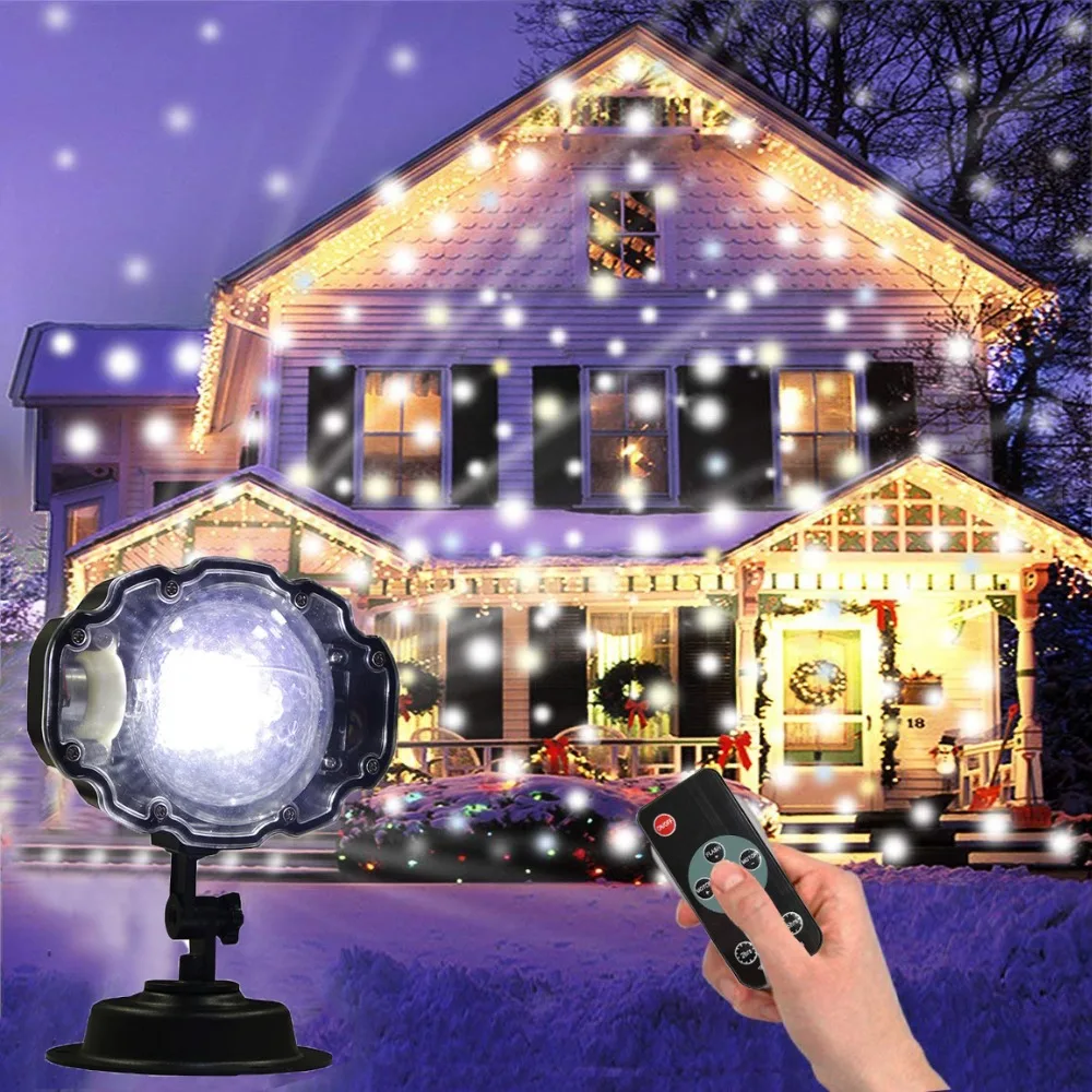 PROIETTORE LUCI DI NATALE FIOCCHI DI NEVE COLORATI RGB DA ESTERNO