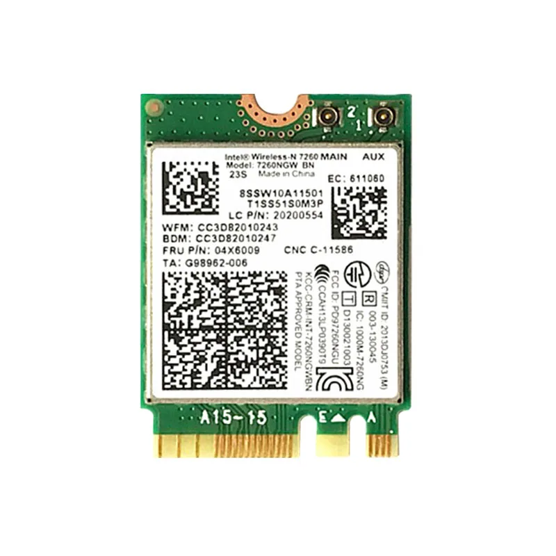 Wireless-N Intel 7260NGW Draadloze Wifi Card 7260BN Voor Thinkpad L440 Laptop Fru 00JT456 04X6009 Ngff M2 Wifi Adapter