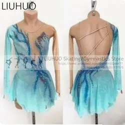 Adult Ice Skating Dress Women Skyblue teamwear dance Performance Figure Skating Dance Costumes Rhythmic Skating Ballet leotards