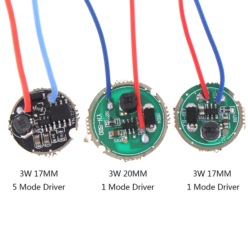 1 قطعة 3 واط LED سائق 17 مللي متر/20 مللي متر DC3.7V 1 وضع 5 وضع مصباح ليد جيب سائق صالح لل CREE-XRE-Q5/XPE/XBD 3 واط عالية الطاقة مصباح ليد