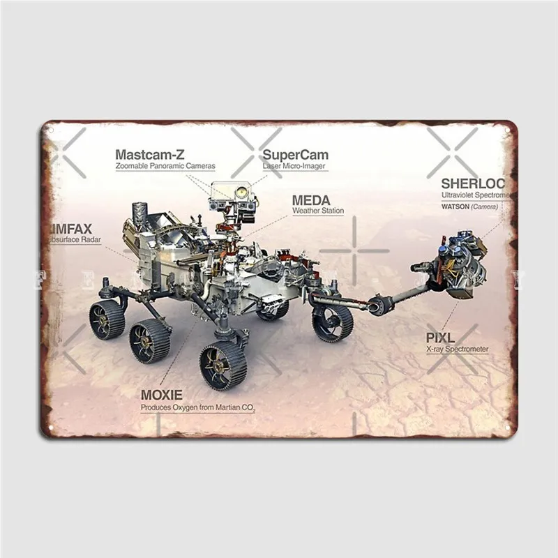 Mars Perseverance Rover Poster Metal Plaque Mural Painting Funny Pub Living Room Tin Sign Poster