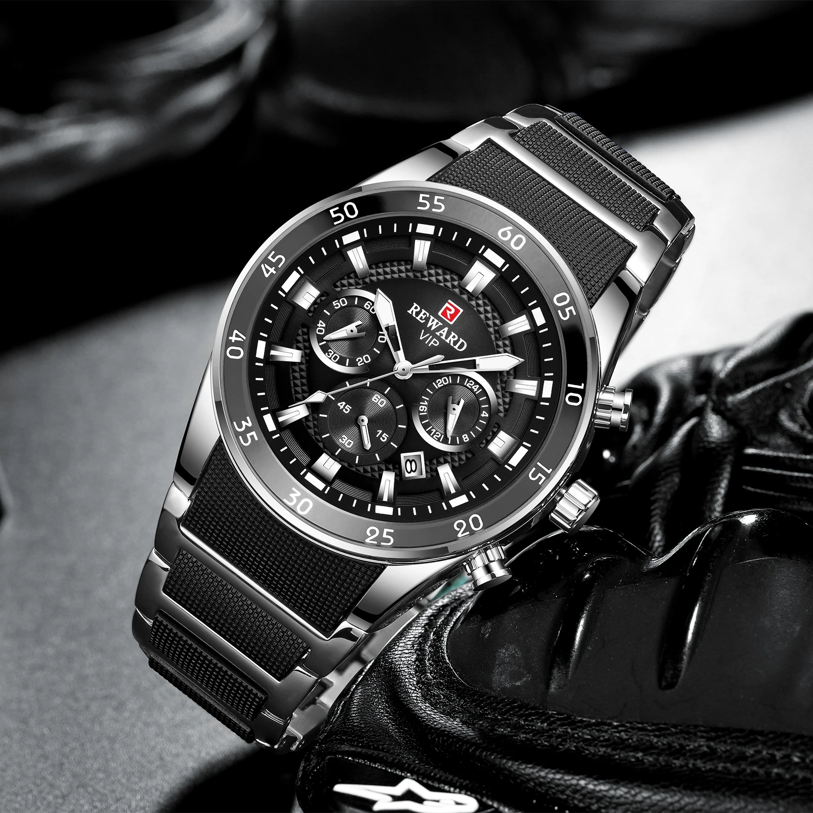 REWARD orologio al quarzo per uomo elegante movimento giapponese in acciaio inossidabile impermeabile antigraffio analogico data orologi da polso da lavoro REWARD orologio al quarzo per uomo elegante movimento giapponese in acciaio inossidabile impermeabile antigraffio analogico data orologi da polso da lavoro