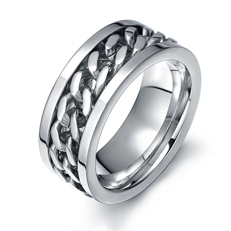 Men's 8mm Rotatable Chain Ring, Stainless Steel Gift