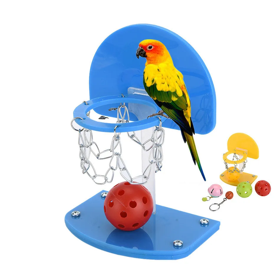 Parrot interactive training Balls Pet Birds Chew Toy Parakeet Bell Balls Parrot Toy Birdie Basketball Hoop Props Pet Parrot Toys