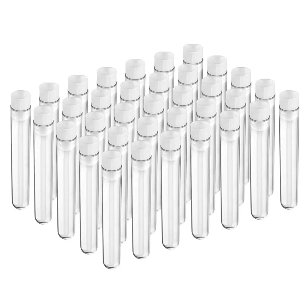 100pcs / New High Quality Plastic Test Tube 12mm * 100mm Transparent Plastic Test Tube With Lid Laboratory Supplies