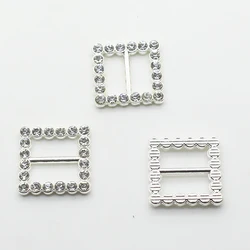 ZMASEY Metal Alloy Buckles Shoe Buckles 10Pcs/Lot Handwork Sewing Ribbon Accessories Wedding Card Decoration Rhinestones Buckle