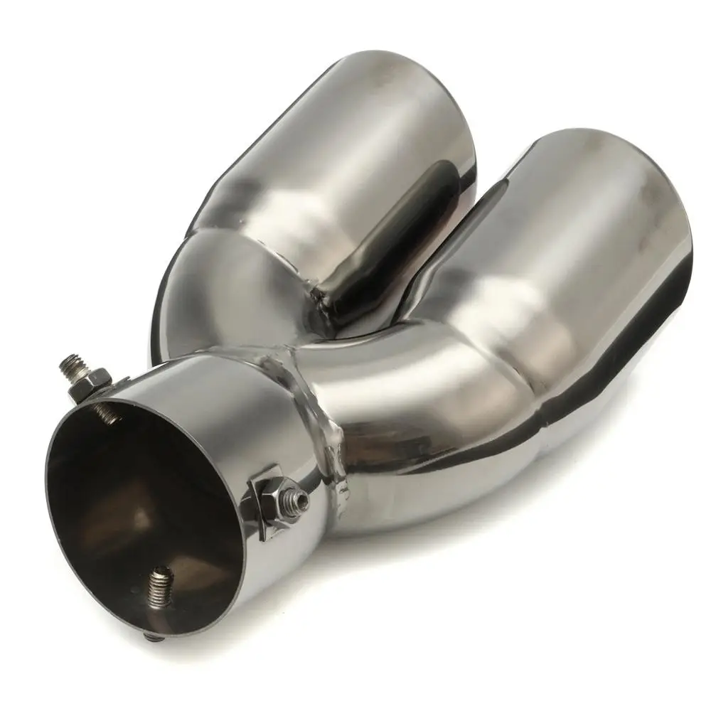 Universal Car Dual Exhaust Tip Exhaust Pipe 76mm Inlet 66mm Outlet Tail Muffler Rear Tube