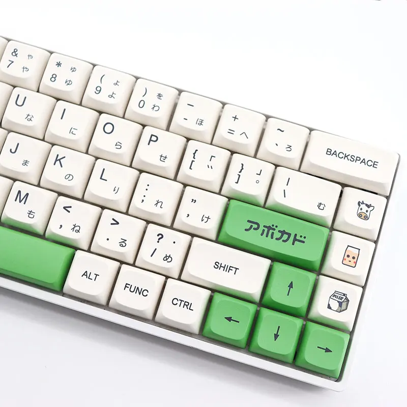 Capuchons de clavier mécanique japonais PBT, avocat, profil XDA, vert lait, sublimation, 137 prédire