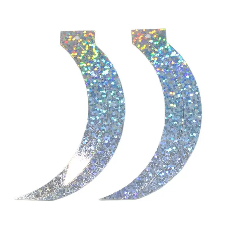 100pcs size 85*17mm sickle cat tail shape loose laser sequins Paillettes sewing Wedding craft Garments decoration