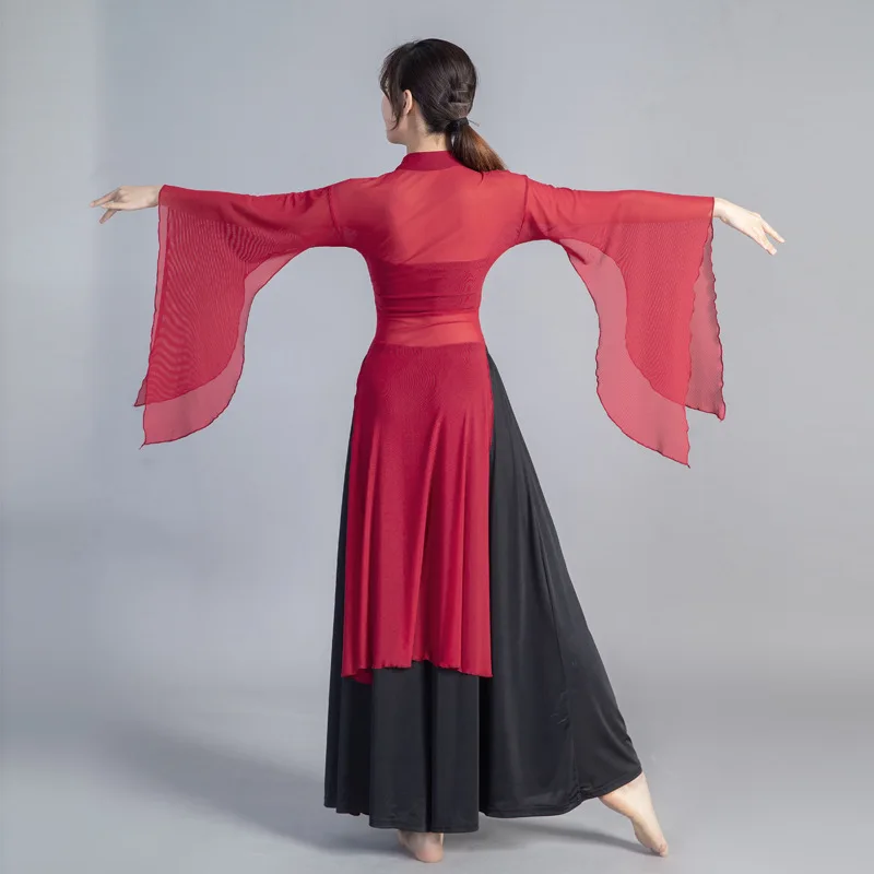 Chinese Wide Sleeve Classical Dance Body Rhyme Clothing For Women Chinese Traditional Dress Hanfu Blouse Pant