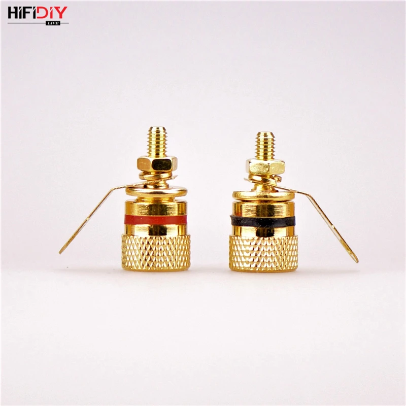 HIFIDIY 4PCS/Set speaker junction Box DIY terminal connector binding post HIFI amplifier Pure cupper Gold-plated Banana socket