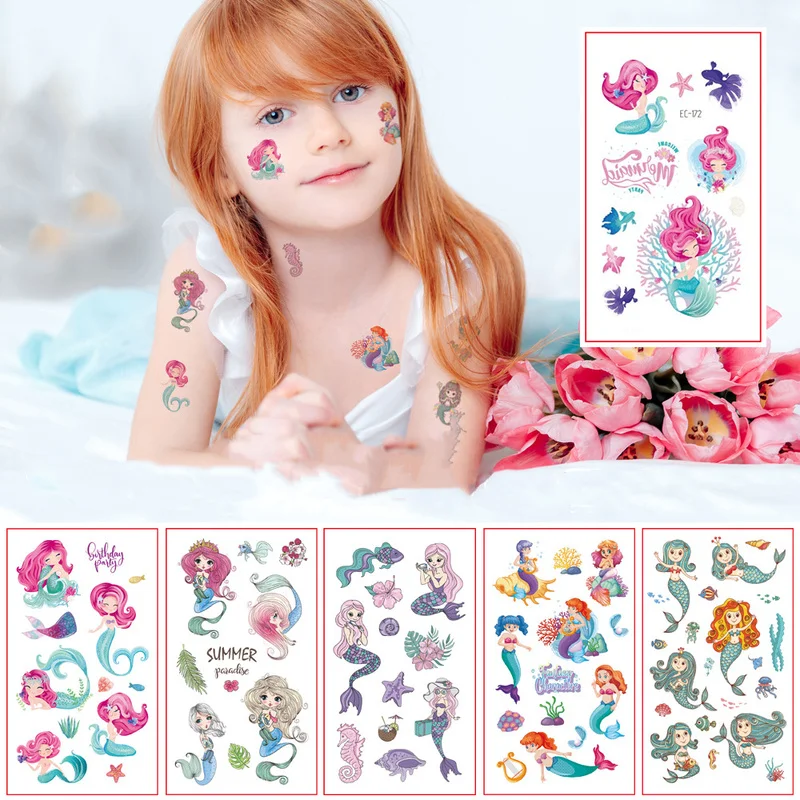 Neue Kleine Meerjungfrau Tattoo Aufkleber Kinder Geburtstag Party Dekore Meerjungfrau Tattoo Aufkleber Baby Dusche Körper Kunst Tattoos