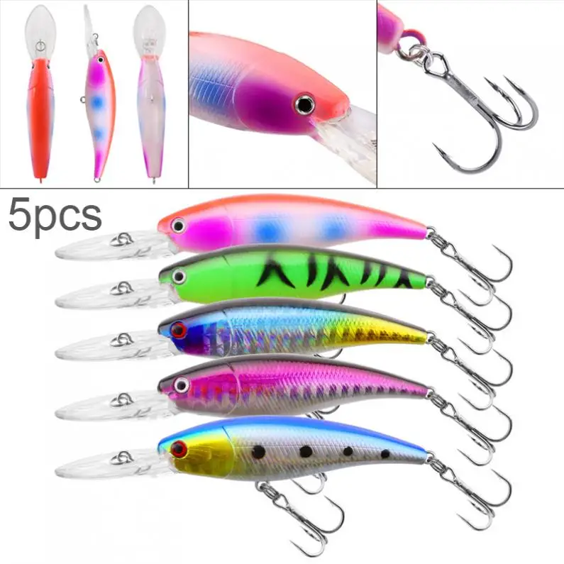 

5pcs 7g 9cm Minnow Fishing Lure Kit Floating Lure Pesca Jig Fishing Hook Built in Steel Ball