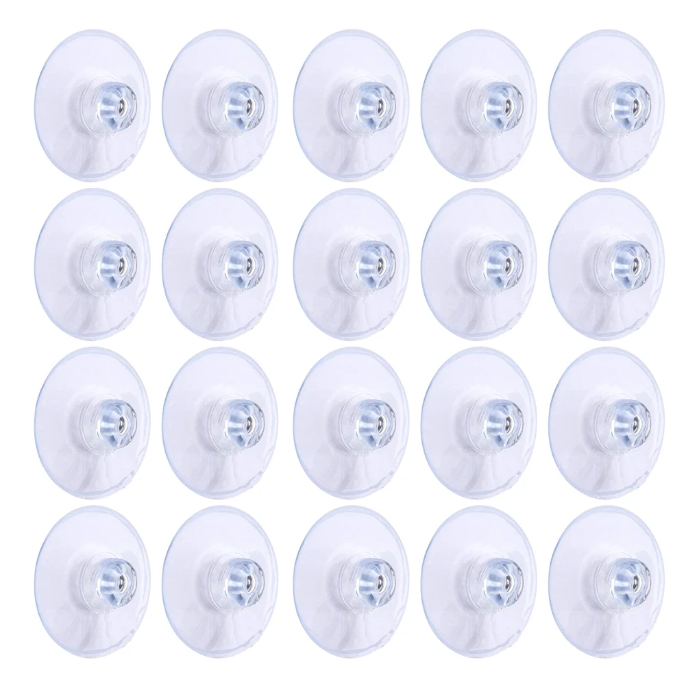 20PCS Clear Suction Cup without Hook 45mm Transparent Reusable Mushroom Suction Cup Plastic Sucker Pads for Glass 45mm