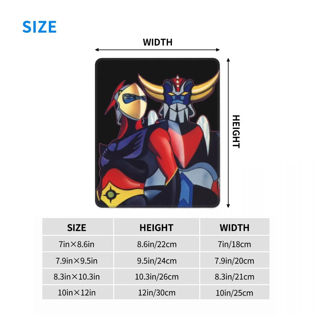 Grendizer Goldrake UFO Robot Mouse Pad quadrato con bordi cuciti tappetino da scrivania in gomma antiscivolo Goldorak Actarus per Computer da gioco