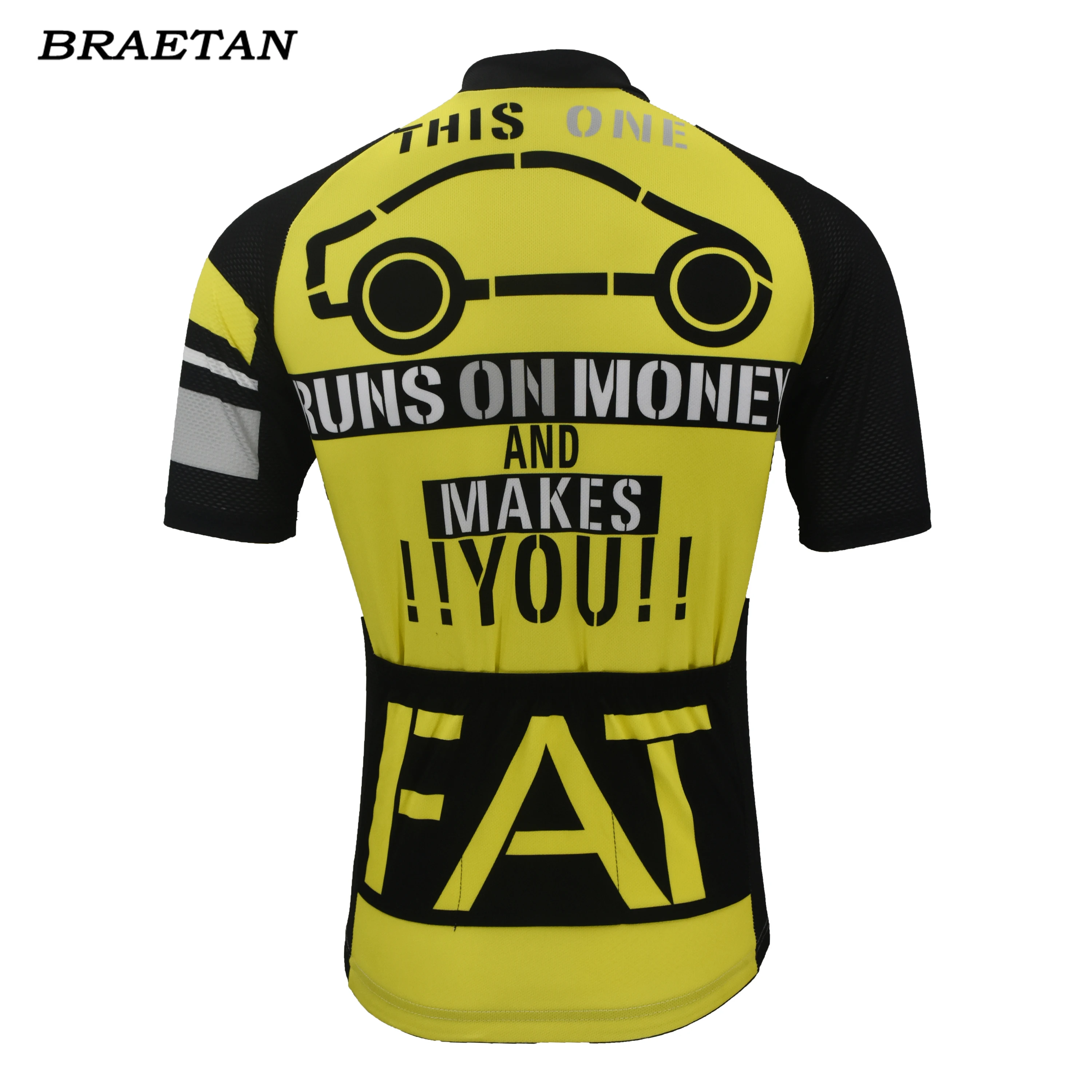 This One Runs On Fat and saves you money cycling jersey men short sleeve bike clothing yellow jersey bicycle clothes braetan image 3