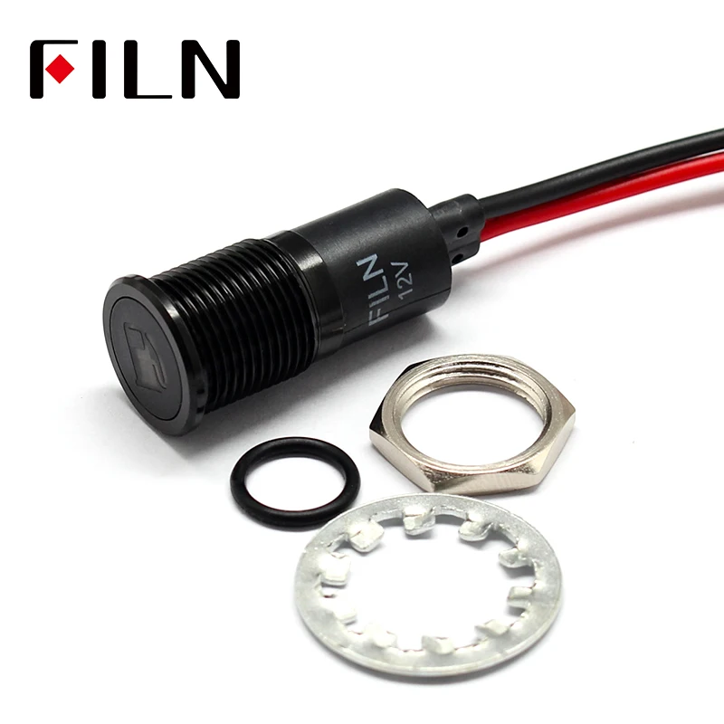 14mm Waterproof Lamp FILN 12V LED Car Signal Lights Instrument Pilot light red blue indicator light with wire