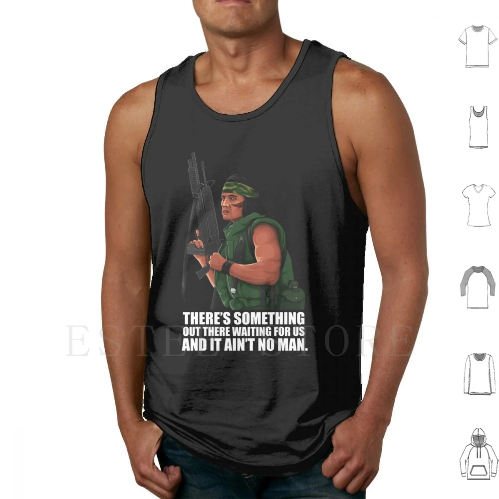 There's Something Out There Waiting For Us' Tank Tops Vest Cotton Billy Sole Soldier 1980s 80s Horror Pop Culture Vector Sci