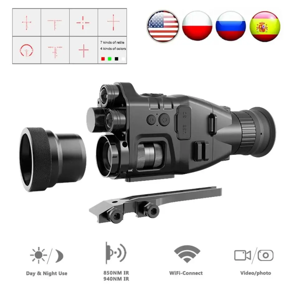 Henbaker 940nm Infrared Night Vision Scope CY789 24x30 Digital Night Vision Monocular 1080P HD Hunting Night Vision Recorder