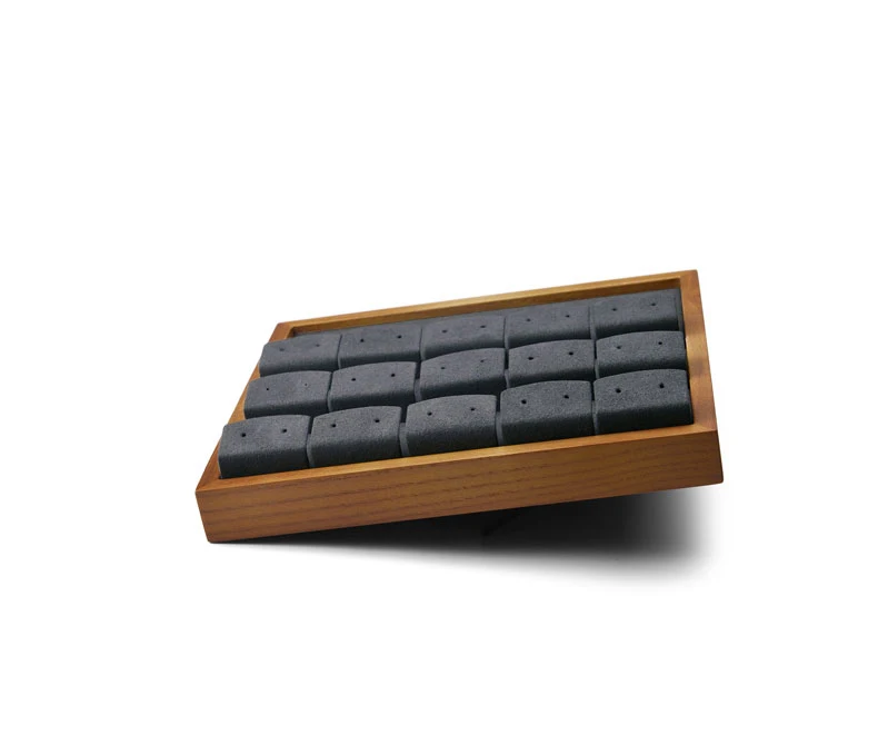 Oirlv 15-Fächer Holz-Ohrringständer Schmuck-Organizer für Ohrstecker und Hängeohrringe Theken-Präsentationsständer Haushaltsaufbewahrung – Detail 4