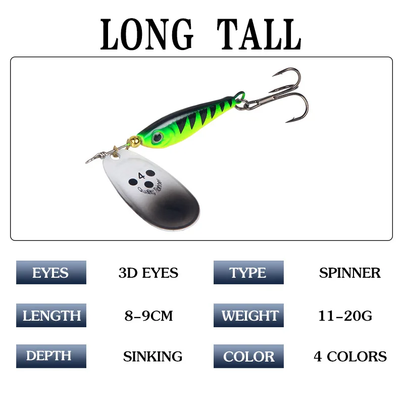 1 Pcs 11g 15g 20g Spinner Spoon Lures Rotating Metal Fishing Baits Sequins Jig Hard Baits Tackle Fishing Accessories