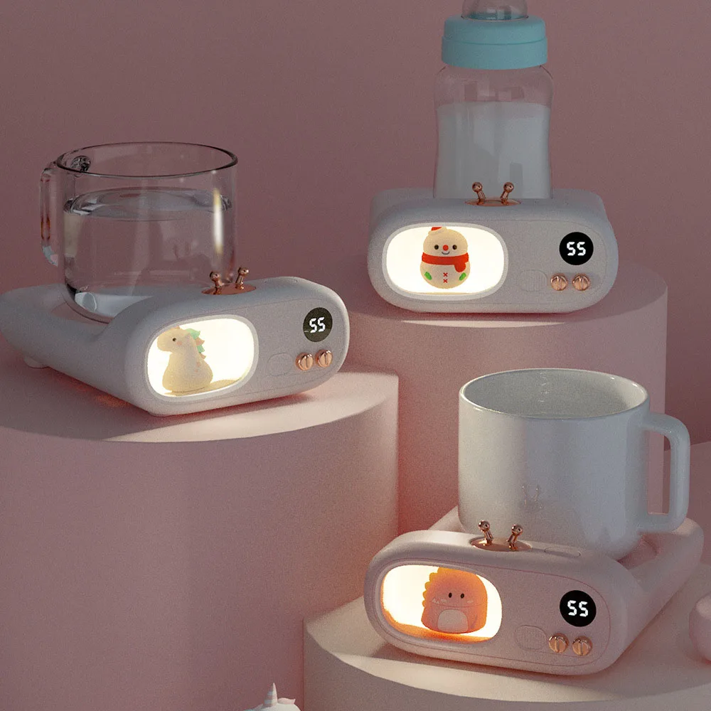 Criativo dos desenhos animados copo mais quente aquecimento esteira manter a temperat para chá café leite caneca de escritório em casa 55 graus aquecedor elétrico