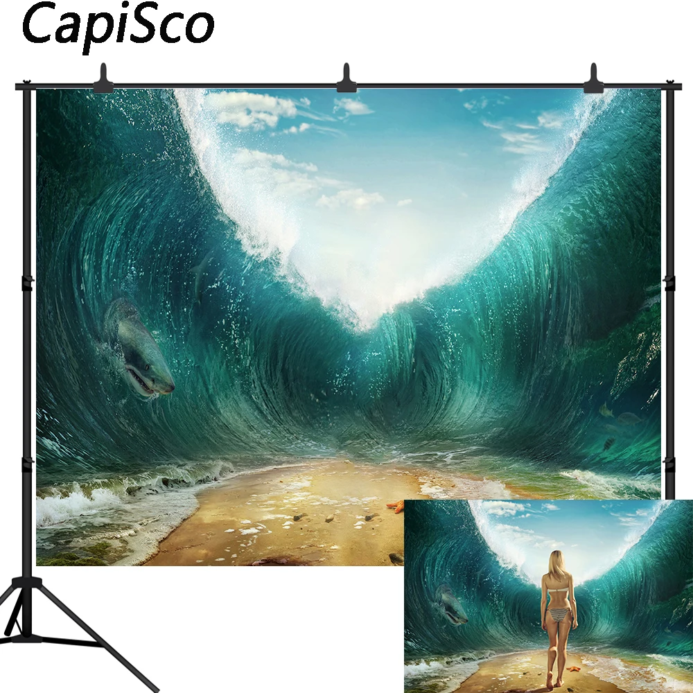 Capisco Ocean Photography Backdrop Huge Waves Abstract Fantasy Scene Customized Vinly Photographic Backgrounds For Photo Studio