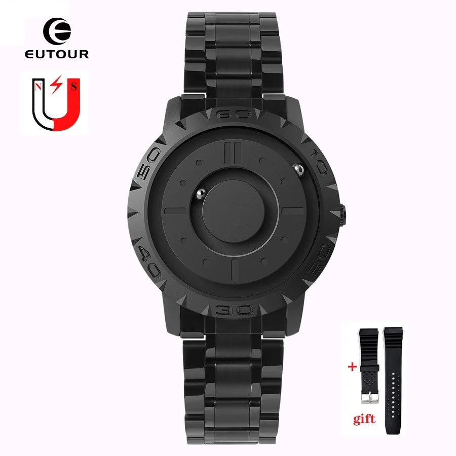 EUTOUR-Reloj de pulsera de cuarzo para hombre, cronógrafo con esfera magnética, marca de lujo, resistente al agua