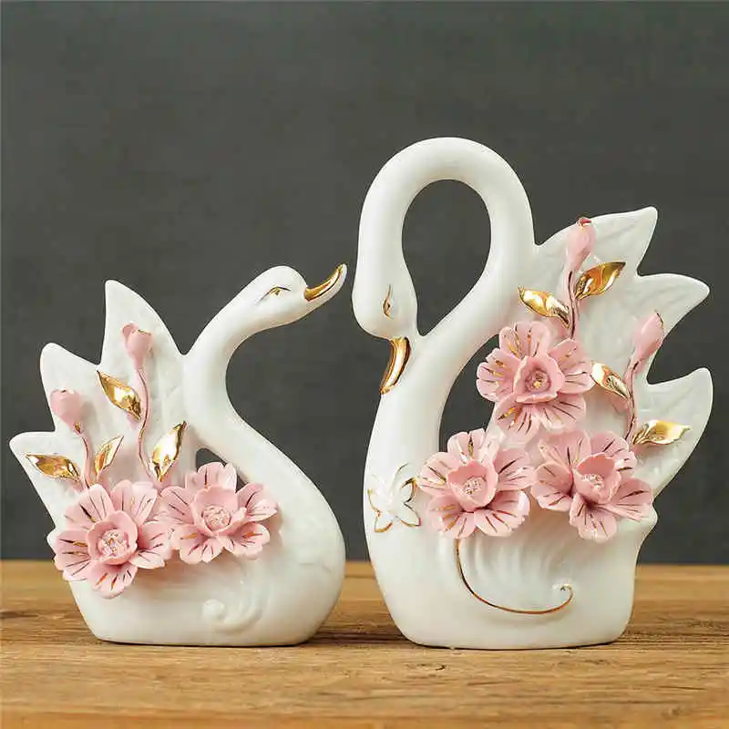 

Creative Pink Swan Ornament Resin Swan Statue Sculpture Modern Home Decoration Accessories Room Desktop Art Crafts Wedding Gift