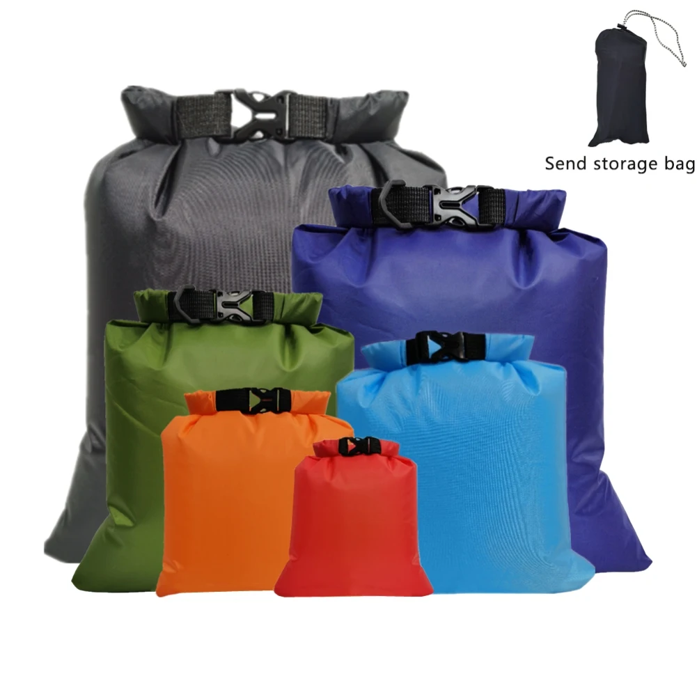 Bolsa impermeable de tafetán para natación al aire libre, bolsa seca de almacenamiento de compresión para kayak, canoa, Camping, soporte de ropa, 6 unids/set