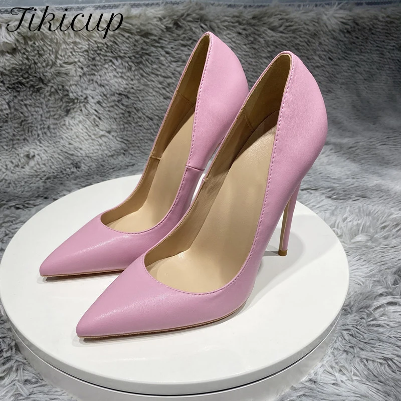 

Tikicup Light Pink Matte Women Pointy Toe Basic High Heels Elegant Ladies Solid Plain Stiletto Pumps Wedding Bridemaids Shoes