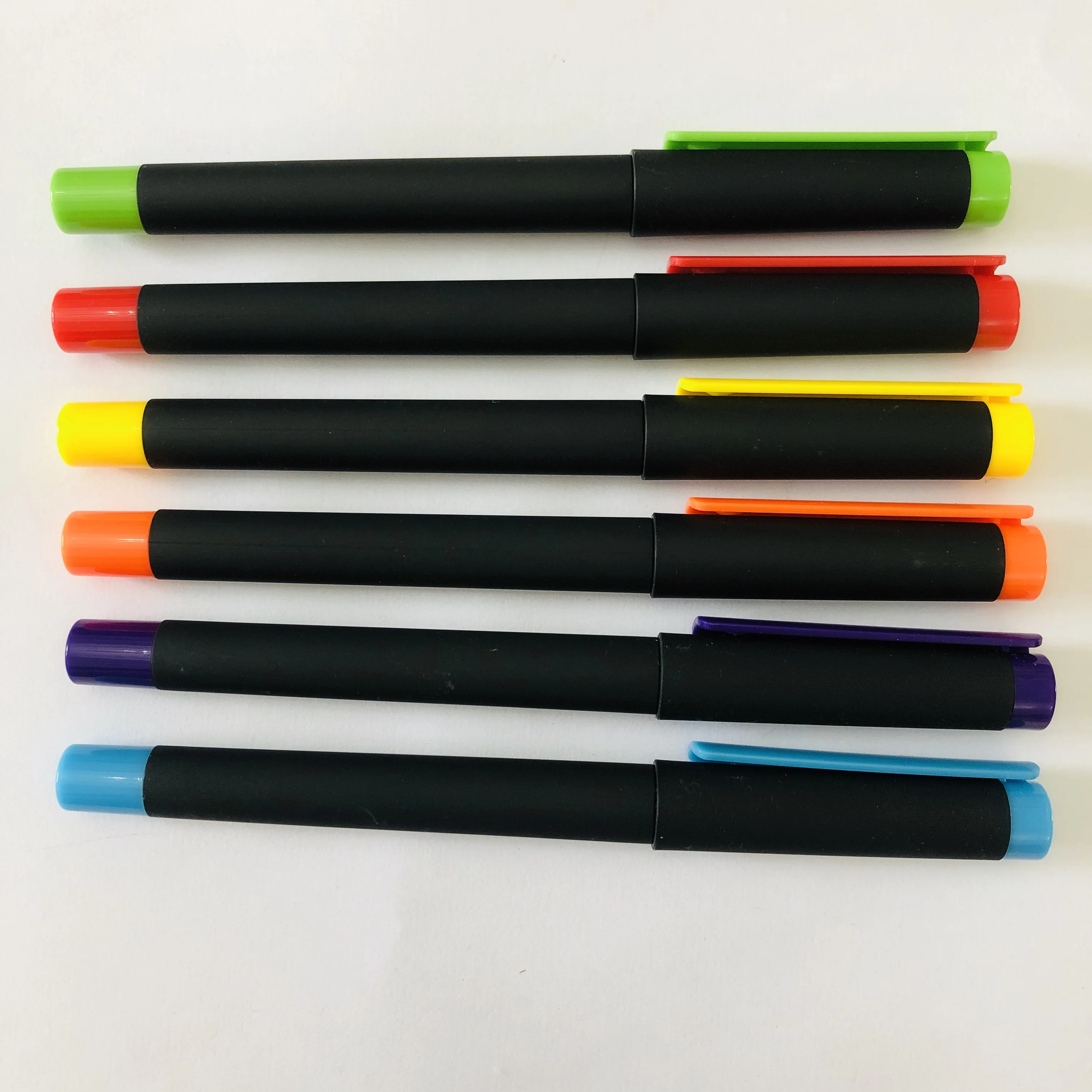 

High quality promotional black rubber coated hotel gel ballpoint pen print private custom logo soft touch neutral pen