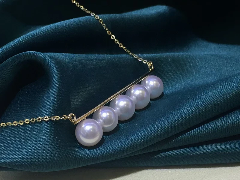 KUGG PEARL 18K Yellow Gold Necklace Natural Akoya Pearl Jewelry Women Engagement Necklace Birthday Gift Fashion Design Customize