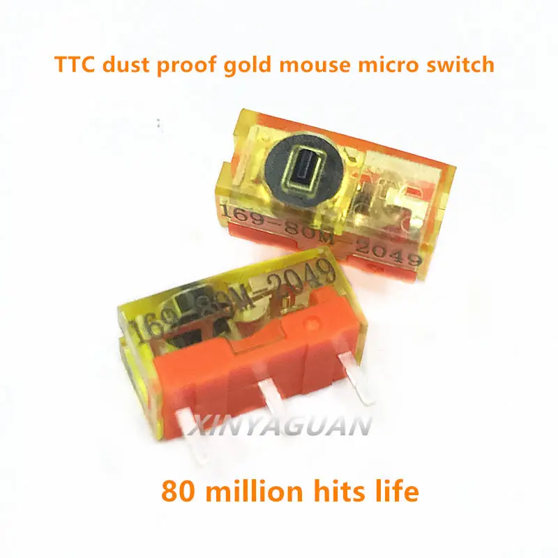 200Pcs New TTC dustproof gold mouse micro switch 3pin gold alloy contact 0.78N 80 million click life computer mouse button