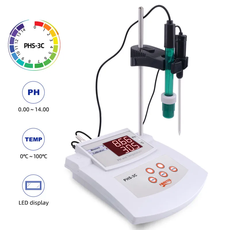 

PHS-3C Multi-parameter ph meter Desktop Automatic Calibration Acidity Meter PH/Temp 2 In 1 PH Tester Water Quality Analyzer