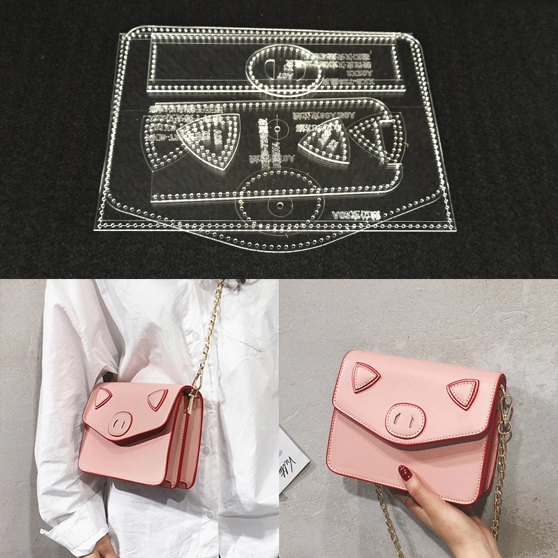 

Acrylic Stencil 1set Template DIY Leather Handmade Craft women handbag Shoulder bag Sewing Pattern 20x15.5x7cm