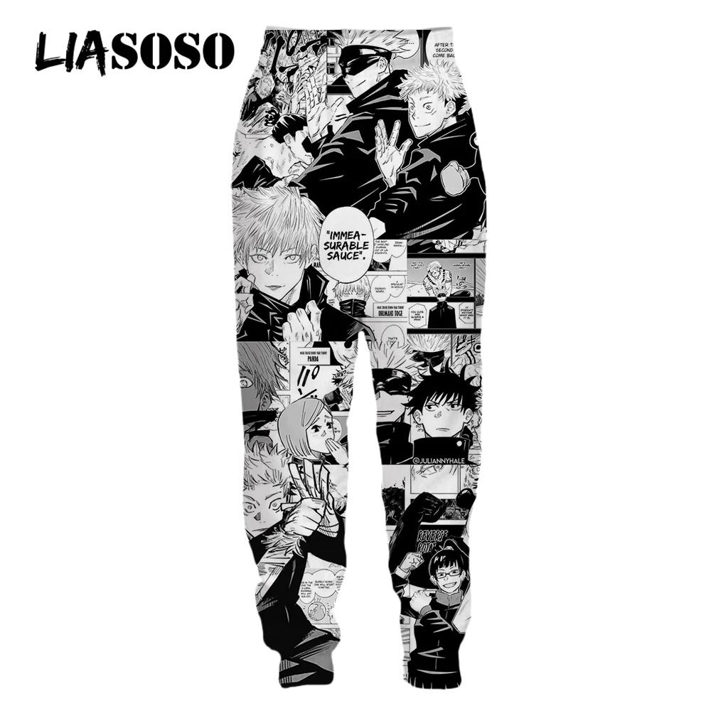 LIASOSO Anime 3D Print Jujutsu Kaisen Men Women's Pants  Casual Street Fashion Sweatpants Jogger Trousers Loose Oversized Pants