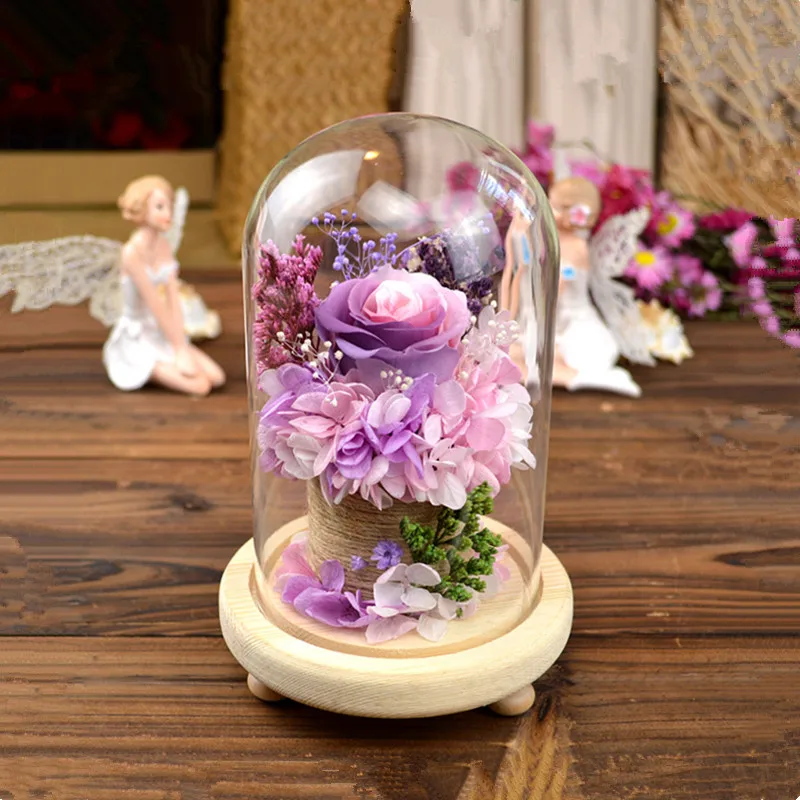 2sets/pack 12*22cm Three Leg Log Base Glass Dome Vase Home Decoration Transparent Cover Friend Gift Wedding Live Prop